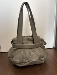 美品✨ヒロフ バケツ型 Hロゴ シボ革 レザー トートバッグ イエロー 