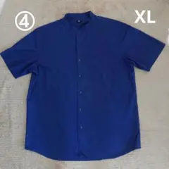 ④UNIQLO バンドカラーシャツ ブルー XLのサムネイル