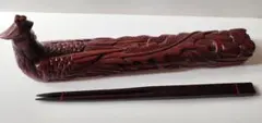 中国　ヴィンテージ　木彫り箸箱