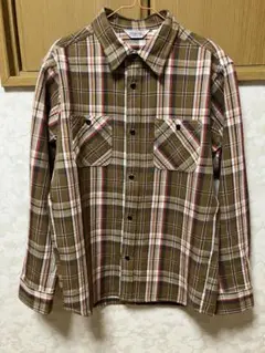 美品 FIVE BROTHER フランネル ワークシャツ ブラウン L