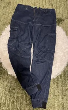 【workman】ダークブルー カーゴパンツ リブ付き 裏起毛