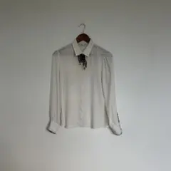 ZARA シアーシャツ ブラウス ツイード リボン M size