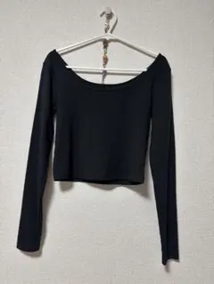GU リブ 長袖 トップス ブラック XS