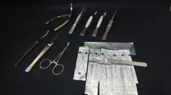 外科用器具 解剖器具9本セット FEATHER ステンレス製刃予備9枚付 