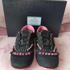 PRADA プラダメッシュスリッポンスニーカー黒ピンク25〜25.5 - メルカリ