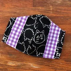 子供用 不織布の見えるマスクカバー♡インナーマスク♡猫×ギンガム