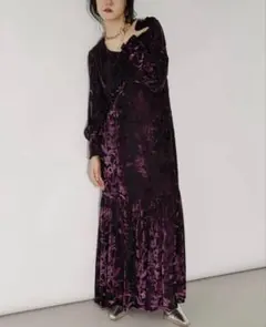 Ezick opal velours dress フラワーベロアドレス