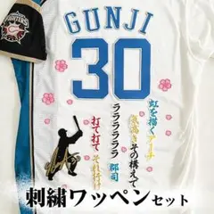 日本ハム　ファイターズ 郡司裕也 刺繍ワッペン 3点 Bセット【白】応援歌