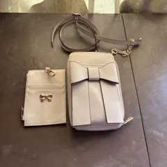 リボンモチーフ スマホショルダーバッグ アイボリー