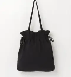 grove 可愛いリボントートバッグ　ブラックナイロン撥水加工