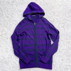 Burberry Black Label フード付きカーディガン　紫　ボーダー