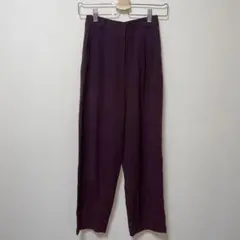 アクリス　ダークパープル　ワイドパンツ　フロントボタン　ウール　36 S