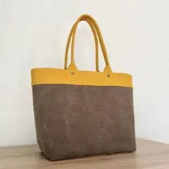 ウォッシュ＋ヴィンテージ8帆布トートバッグ(マスタード、ブラウンベージュ)