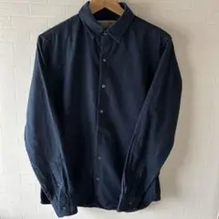 エディフィス　ネイビー コットン混紡 長袖シャツ　M