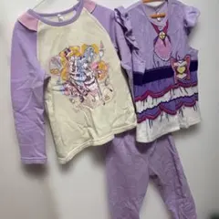 紫色ハグッとプリキュア フリースベスト付きパジャマ3点セット 120