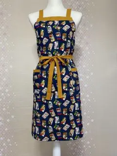 猫(=^・^=) 犬Uo・ェ・oU花札柄　背中クロス　ハンドメイド エプロン