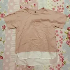 キッズ Tシャツ 140cm ピンク 重ね着風