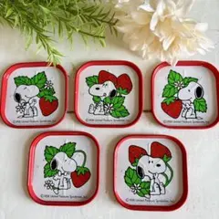◎スヌーピー・スチール製・イチゴ コースター 5枚セット