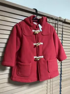 美品_ミキハウス_男女兼用_ダッフルコート_赤色_90