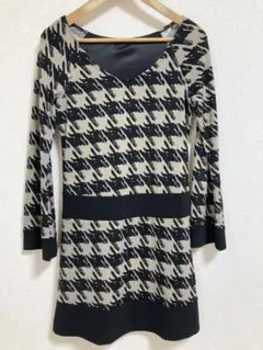 【美品・秋冬の定番】VICKY COUTURE 千鳥格子ニットワンピース M