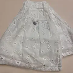 プティマイン　刺繍レイヤードホワイトスカート　90
