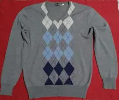 オンボード On board アーガイル柄 Vネックセーター M