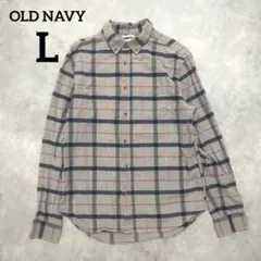 OLD NAVY 長袖チェックシャツ グレーブルーL