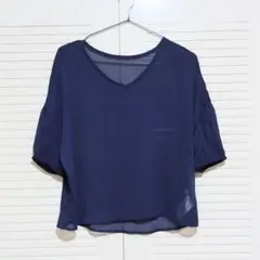 ☆300円祭☆　M26　アースミュージック＆エコロジー 半袖ブラウス ネイビー