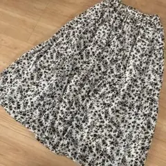 レトロガール 裏地付き 花柄 フレアスカート