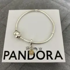 【PANDORA】 シルバーブレスレット(18cm) 星と月チャーム