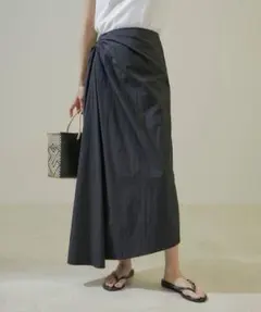 SALON ADAM ET ROPE アシンメトリードレープスカート　ブラック黒のサムネイル