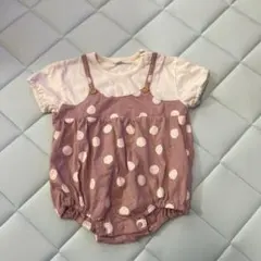 ピンク 水玉ロンパース 95cm ベビー用ロンパース　水玉　半袖　80