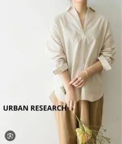URBAN RESEARCH■高機能 リネン スキッパーシャツ ブラウス 麻混のサムネイル