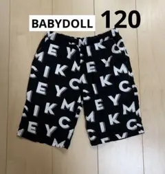 ベビードールbabydoll ミッキー　ロゴハーフパンツ　白黒モノトーン　120