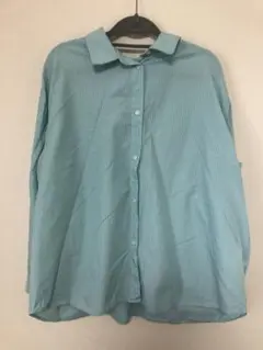LAKOLE ミント×紫　ストライプ長袖シャツ