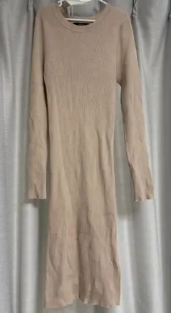 FOREVER 21 リブニット タイト ロングワンピース ベージュ