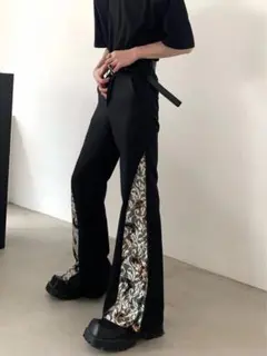 AutumnWind 日本未入荷 柄 パンツ スラックス 黒 ブラック