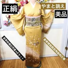 訪問着フルセット　着物　正絹　暈し　地紋に銀通し　さが美　k4 正絹単衣訪問着 レンタルフルセット「刺繍 宝尽くし