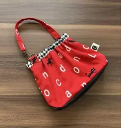 持ち手付き　バネポーチ　ミニポーチ　猫　ハンドメイド　赤