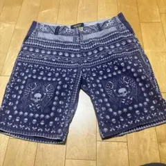ZARAスカル柄ネイビーショートパンツ