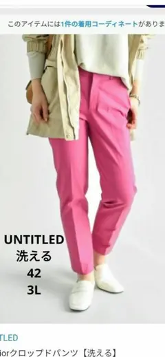 新品タグ付♪UNTITLED 大きいサイズ 42 3L クロップドパンツ 洗えるのサムネイル