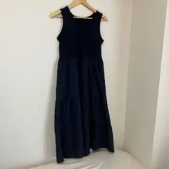 ブルー　ノースリーブロングワンピース Mサイズ