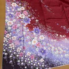 振袖　赤系　ワインレッド　ラメ加工 成人式　卒業式　結婚式　着物単品