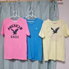 アメリカンイーグル　Tシャツ　3枚組　ピンク、黄色、青　サイズXS