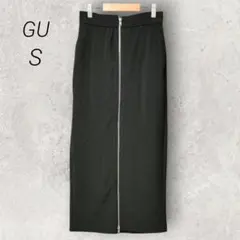ジーユー GU フロントジップナローロングスカート【S】ブラック 脚長効果