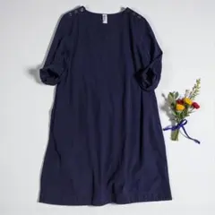 良品☆マーガレットハウエル MHL ワンピース フレア 日本製 ボタン 七分袖