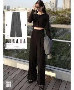 GRL センタープレスワイドタックロングパンツ gm915