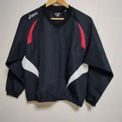 asicsアシックス 野球ウィンドブレーカープルオーバー 150 ブラック