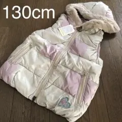 新品♥可愛いダウンベスト ジップアップフード付 ピンク 130cm