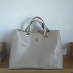 TOMMYHILFIGER ベージュ レザー トートバッグ ゴールド金具 未使用